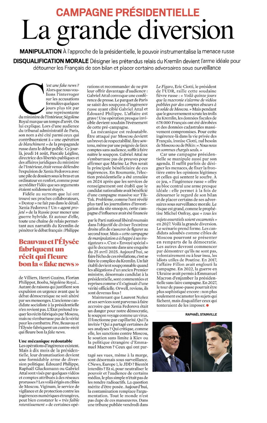 Articles JDD  – « la grande diversion »